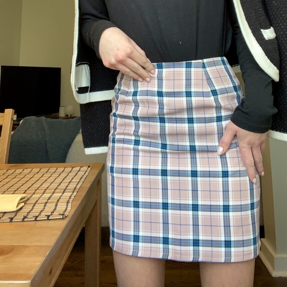 Nasty Gal Dresses & Skirts - Adorable Nasty Gal Pink, Blue, and White Plaid Skirt